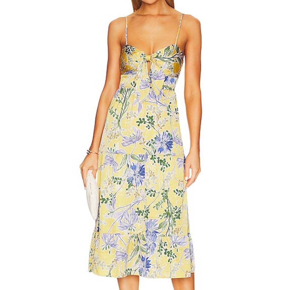 Heartloom Yellow Floral Slip Dress with Lavender & Green Print